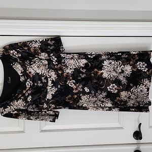 Black with floral dress midi